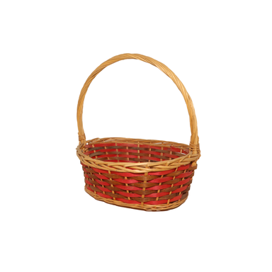 Pink Color Single Handel Wooden Basket Medium