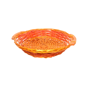 Orange Red Wooden Basket with Handles 44 x 38 x 8