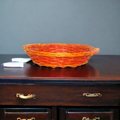 Orange Red Wooden Basket with Handles 44 x 38 x 8