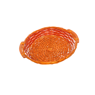 Orange Red Wooden Basket with Handles 44 x 38 x 8