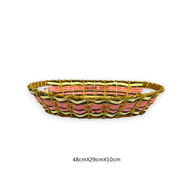 Oval Rattan Pink Basket 33x18x10