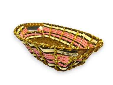 Oval Rattan Pink Basket 33x18x10