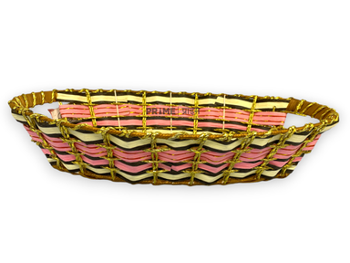 Oval Rattan Pink Basket 33x18x10