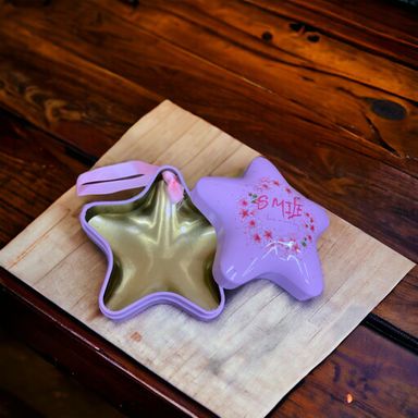 Star Shape Metal Box The World Quote Purple