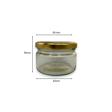 Round Glass Jar Salsa with Metal Lug Cap/Golden / 225ml