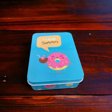 Rectangle Summer Cartoon Printed Metal Box For Kids