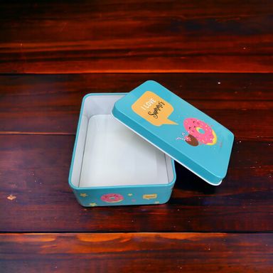 Rectangle Summer Cartoon Printed Metal Box For Kids