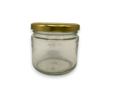 Round Glass Jar Salsa with Metal Lug Cap/Golden / 350ml