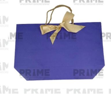 Royal Blue Designer Paper Bag With Ribbon