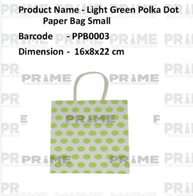 Polka Dot Paper Bag Small/Green / 16x22x8