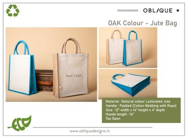 Oblique jute bag blue