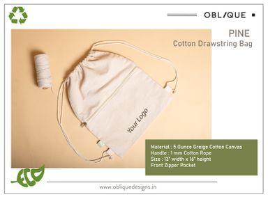 Oblique pine drawstring bag natural