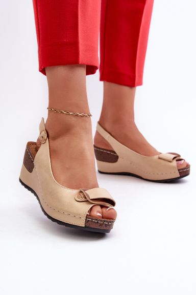 Sandales compensées  pour femmes Chaussures confortables Beige Efravia