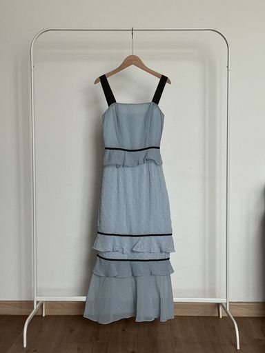 MDS Maxi Frill Dress in Baby Blue