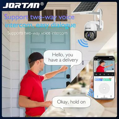 JORTAN Solar Security Camera, Wireless Outdoor Camera, 4MP 4G SIM Card & WiFi Low Power Consumption Surveillance Camera with Solar Panel, Motion Detection, Microwave Dual Detection, 2 Way Audio