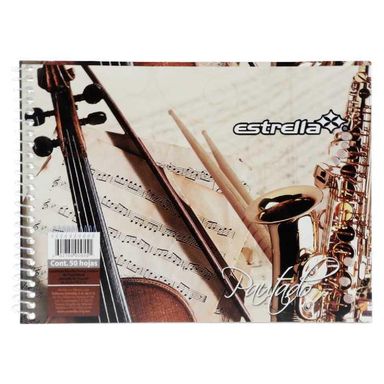 Cuaderno Pautado Italiano Estrella 50hj. Espiral Metalico Sencillo