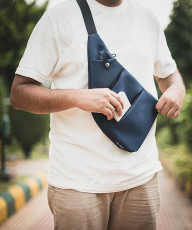 Oblique Columbus Sling Bag Navy Blue