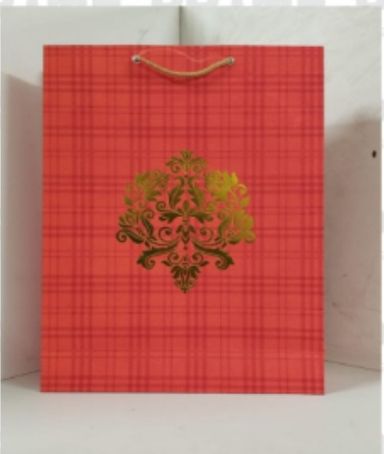 Bag Paper Printed Foil 12X17 in Red