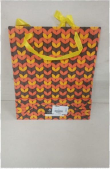 Bag Paper Printed 10X7 in Yellow Orange Leaves