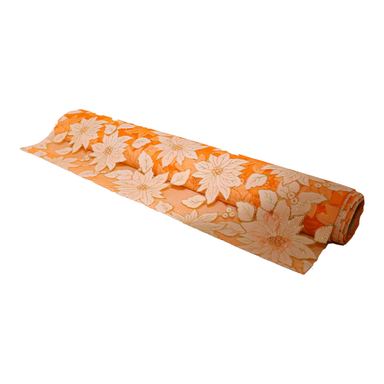 Orange Flower Printed Glitter Net Roll