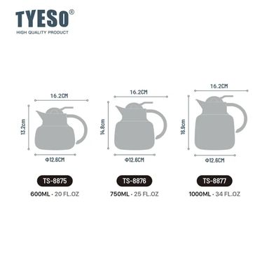 TYESO Vacuum Insulated Modern Teapot With Filter