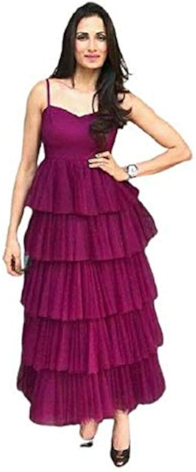 Frilled Evening Dress - Long