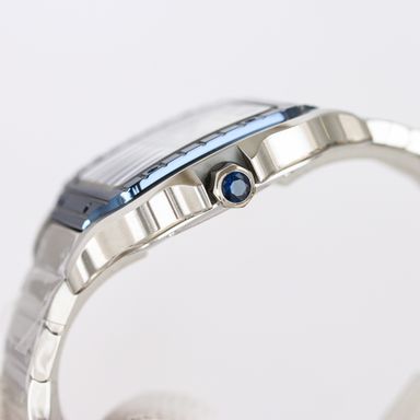 Cartier Santos White Dial with Blue Accents