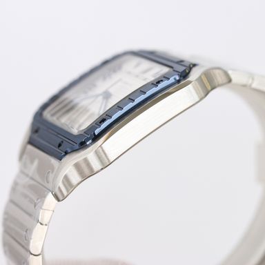 Cartier Santos White Dial with Blue Accents