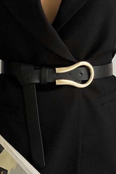 Black Oval Buckle Belt