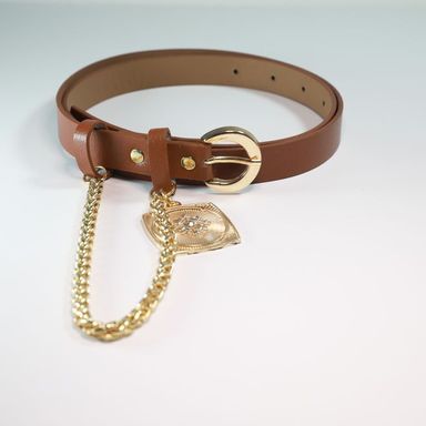 Brown Chain Medallion Belt.