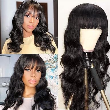 16" Glueless Bodywave With Bang Wig