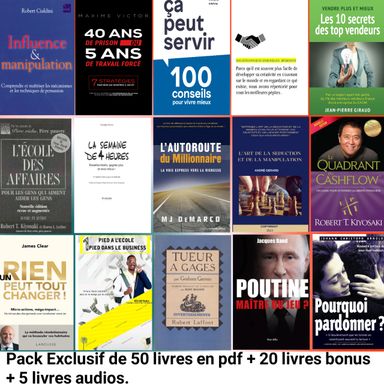 Pack Exclusif de 50 livres en pdf + 20 livres bonus en pdf + 5 livres audio