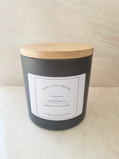 Black frosted Bamboo Top (400ml Glass Jar)