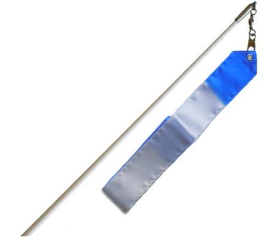 TULONI |  White Stick 60cm & Ribbon 5m col. White-Blue incl Grip (RS-T5MW-BW)