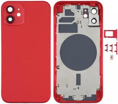 Coque arrière de rechange pour iPhone 12 6,1" - Complet avec outils - Kit de réparation professionnel (rouge)