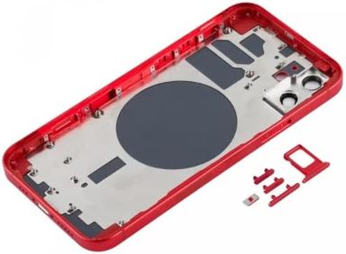 Coque arrière de rechange pour iPhone 12 6,1" - Complet avec outils - Kit de réparation professionnel (rouge)