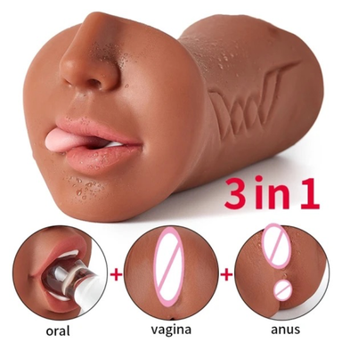 3 IN 1 Vaginal Anus Masturbation Cup Double Head Sex Real Deep Throat Male Masturbator Blowjob Sexy Toys for Men Adult Products