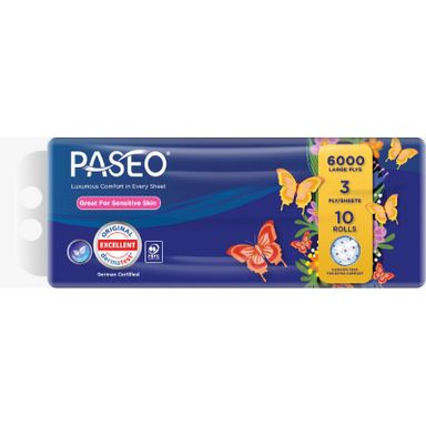 Paseo Bathroom Toilet Roll - Sensitive Skin (200 Sheets x 10 Rolls)