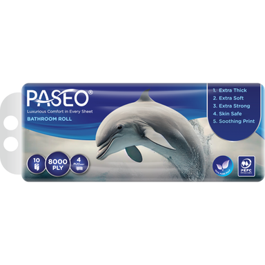 Paseo Bathroom Tissue Roll - 4 Ply (200 Sheets x 10 Rolls)