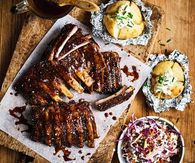 Sticky Ribs & Wings with tangy Coleslaw