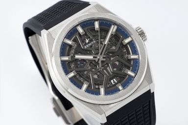 Zenith Defy Skeleton Silver With Black Strap