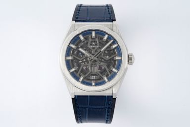 Zenith Defy Skeleton Silver with Blue leather strap 