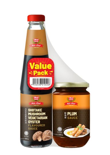 Woh Hup Shiitake Mushroom Vegetarian Oyster Flavoured Sauce 500g+Plum Sauce 400g