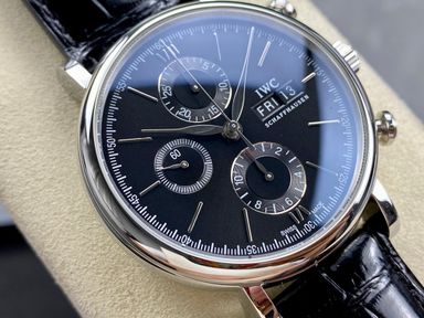 IWC Portofino Chronograph Black and Silver