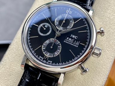 IWC Portofino Chronograph Black and Silver