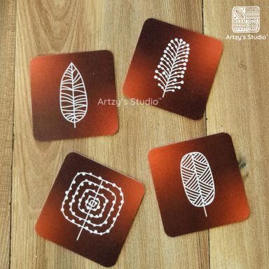 Digital Dark Brown Tea Coaster - 4 Pieces