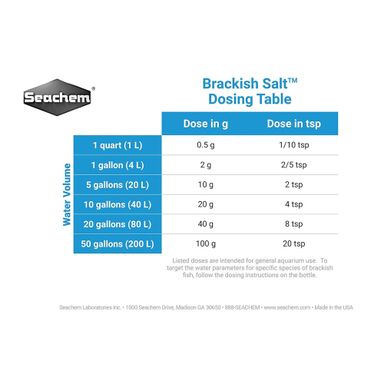 Seachem Brackish Salt - Creates ideal environment for livebearers and brackish fish (300g / 600g / 4kg)