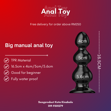 Manual Big Size Anal Plug TPR 