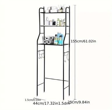 Multi-layer Bathroom Storage Rack Toilet Holder, Standing Shelf, 3-layer metal bathroom storage rack, storage rack above toilet, bathroom towel rack, space saving, independent punch-free installation