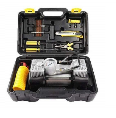 Portable Heavy Duty Dual Cylinder Compressor with Tyre Repair Kit